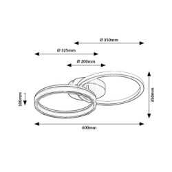 Lubinis šviestuvas Seraphiel LED 38W 3000-6500K CCT keičiama balta spalva (Juoda)