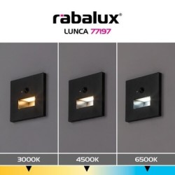 Sieninis šviestuvas Lunca LED 1W 3000, 4500, 6500K CCT keičiama balta spalva (Juoda)