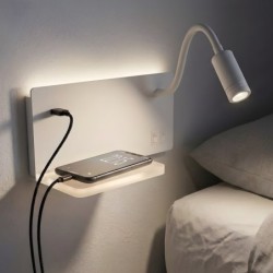 SHELF LED sieninis šviestuvas su lentyna ir USB, baltas, dešininis, 11W, 4000K