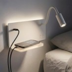 SHELF LED sieninis šviestuvas su lentyna ir USB, baltas, dešininis, 11W, 4000K