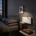 SHELF LED sieninis šviestuvas su lentyna ir USB, baltas, dešininis, 11W, 4000K