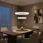 GALA modernus auksinis dvigubo žiedo pakabinamas šviestuvas 54W LED 4000K
