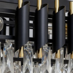 Cristal Liustra 10xE14 – Juoda/Aukso Krištolinis Pakabinamas Šviestuvas