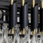 Cristal Liustra 10xE14 – Juoda/Aukso Krištolinis Pakabinamas Šviestuvas