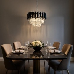 CRISTAL krištolinis sietynas 5xE14, chromas ir juoda