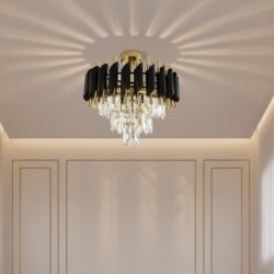 Glamour lubinis šviestuvas Cristal 5xE14, juodas/aukso, krištolas