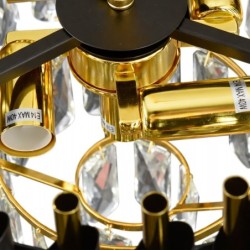 Glamour lubinis šviestuvas Cristal 5xE14, juodas/aukso, krištolas