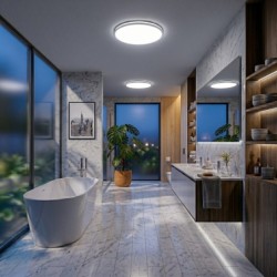 LED lubinis šviestuvas HUGO 42W 3CCT, reguliuojama galia, IP54, baltas