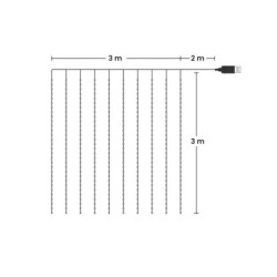 Lauko Mery 300 LED spalvota USB užuolaidinė girlianda 3x3m
