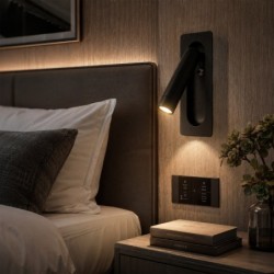 Įleidžiamas LED sieninis šviestuvas INN 3W 3000K, juodas, reguliuojamas, skaitymui