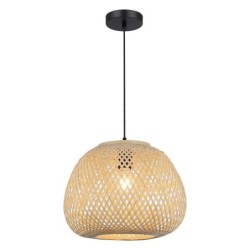 Pakabinamas šviestuvas Petra E27, juodas bambukas, boho stilius, reguliuojamas