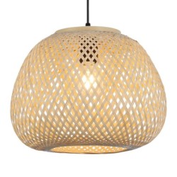 Pakabinamas šviestuvas Petra E27, juodas bambukas, boho stilius, reguliuojamas