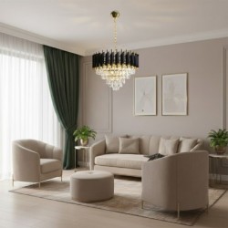 Krištolinis sietynas Cristal 7xE14, juodai auksinis, reguliuojamo aukščio
