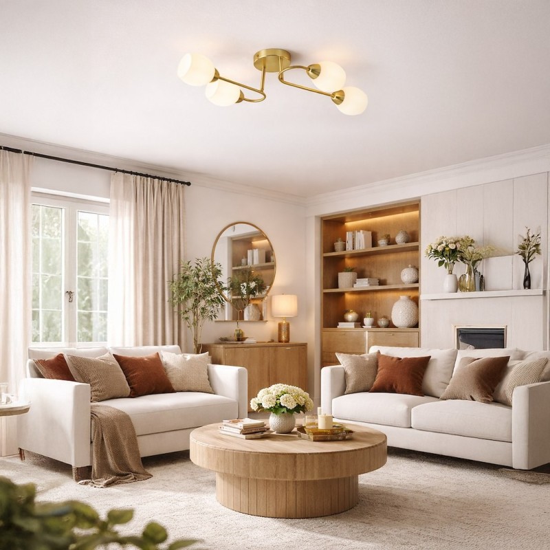 Elegantiškas lubinis šviestuvas KING GOLD, auksinis, 4x E27