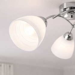 CLARA chromo lubinis šviestuvas 3x E27 su pieno stiklo gaubtais