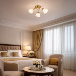CLARA GOLD lubinis šviestuvas, 3x E27, aukso spalvos, glamour stiliaus