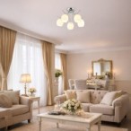 Elegantiškas ELLA 5x E27 chromuotas lubinis šviestuvas su krištolu