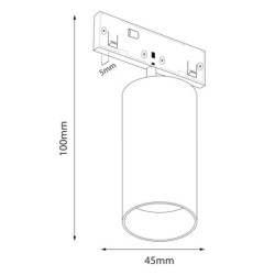 Magnetinis LED šviestuvas SLIM5 10W 48V, CCT reguliuojamas, pritemdomas, juodas