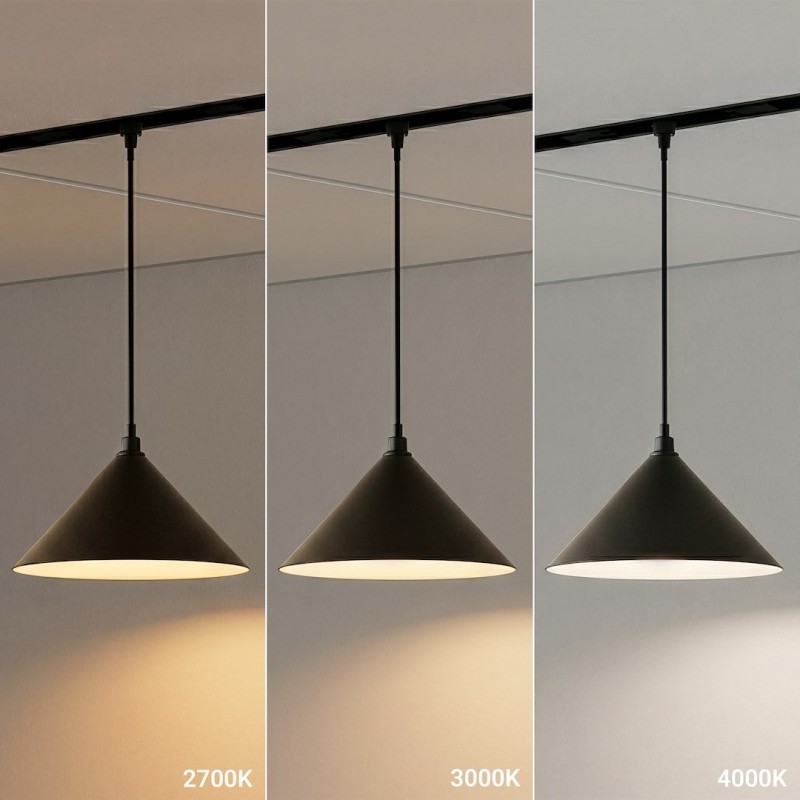 Magnetinis pakabinamas LED šviestuvas kūgio formos SLIM5 7W 48V CCT pritemdomas, juodas