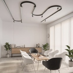 SLIM5 48V Magnetinis Pusapvalis Bėgelis, Paviršinis, Juodas, 5mm, 60cm