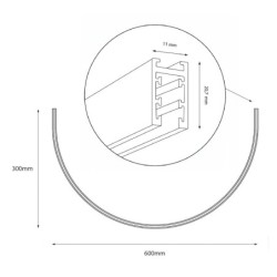 SLIM5 48V Magnetinis Pusapvalis Bėgelis, Paviršinis, Juodas, 5mm, 60cm