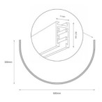 SLIM5 48V Magnetinis Pusapvalis Bėgelis, Paviršinis, Juodas, 5mm, 60cm