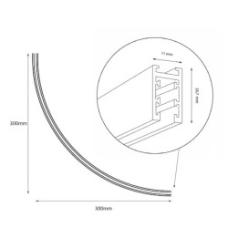 SLIM5 Paviršinis magnetinis kampinis bėgelis 48V, juodas, R30cm