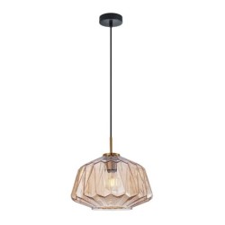 Pakabinamas šviestuvas Antita 1xE27 Juoda, Gintaro (PND-3644-1-BRO-AMB)