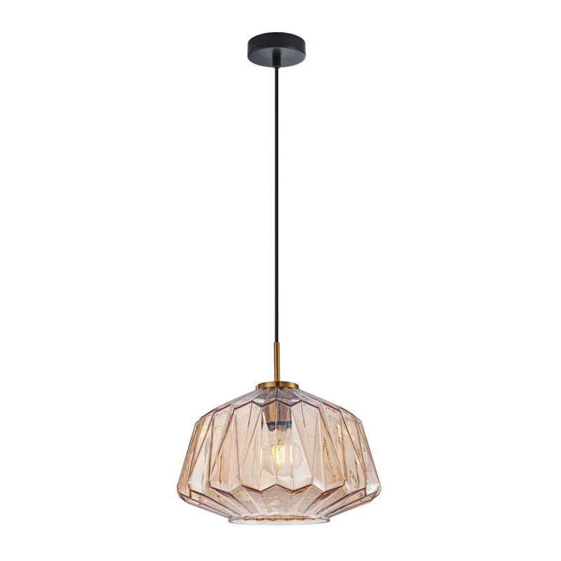Pakabinamas šviestuvas Antita 1xE27 Juoda, Gintaro (PND-3644-1-BRO-AMB)