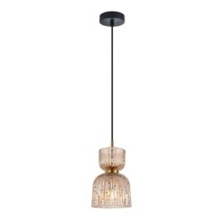 Pakabinamas šviestuvas Balme 1xE27 Juoda, Gintaro (PND-3619-1-BRO-AMB)