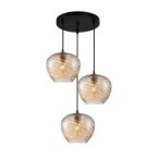 Pakabinamas šviestuvas Bresco 3xE27 Juoda, Gintaro (PND-3033-3A-BRO-AMB)