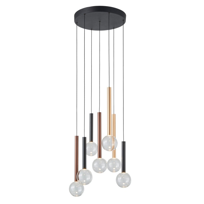 Pakabinamas šviestuvas Alinos LED 28W 3000K Juoda, Aukso, Vario (PND-24019-7A-BK)