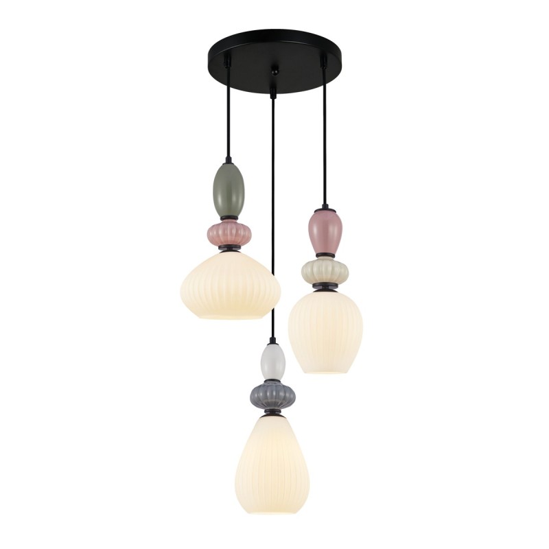 Pakabinamas šviestuvas Altra 3xE27 Pilka, Juoda, Rožinė (PND-36787-3-BK-WH)