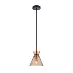 Pakabinamas šviestuvas Balme 1xE27 Juoda, Gintaro (PND-3621-1-BRO-AMB)
