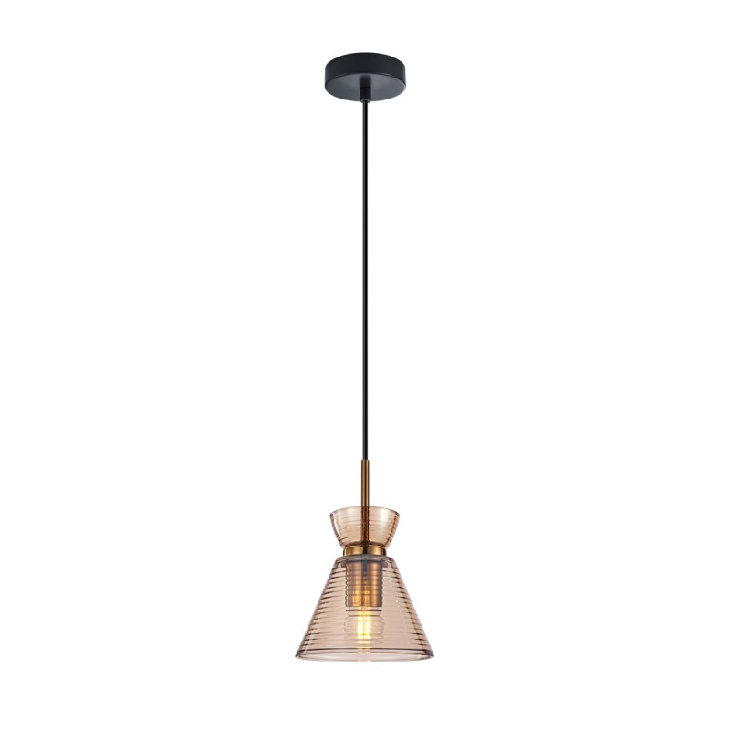 Pakabinamas šviestuvas Balme 1xE27 Juoda, Gintaro (PND-3621-1-BRO-AMB)