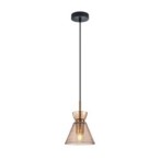 Pakabinamas šviestuvas Balme 1xE27 Juoda, Gintaro (PND-3621-1-BRO-AMB)