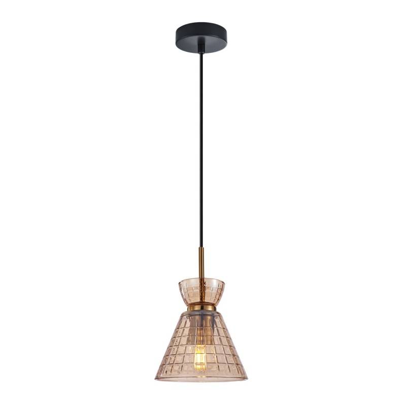 Pakabinamas šviestuvas Balme 1xE27 Juoda, Gintaro (PND-3624-1-BRO-AMB)