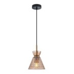 Pakabinamas šviestuvas Balme 1xE27 Juoda, Gintaro (PND-3624-1-BRO-AMB)