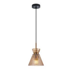 Pakabinamas šviestuvas Balme 1xE27 Juoda, Gintaro (PND-3627-1-BRO-AMB)