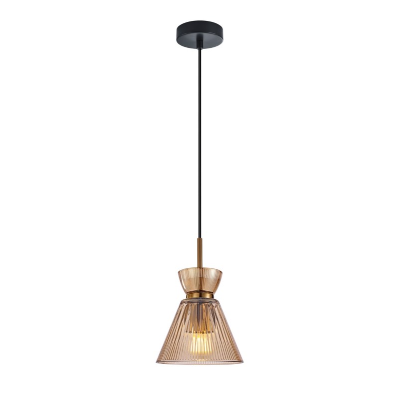 Pakabinamas šviestuvas Balme 1xE27 Juoda, Gintaro (PND-3627-1-BRO-AMB)