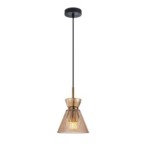 Pakabinamas šviestuvas Balme 1xE27 Juoda, Gintaro (PND-3627-1-BRO-AMB)