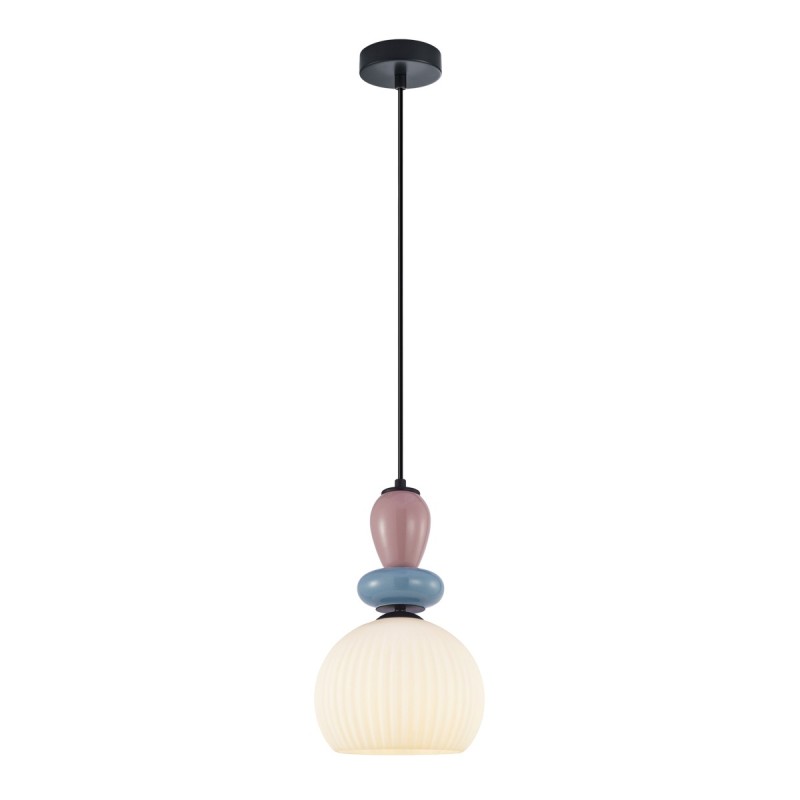 Pakabinamas šviestuvas Domali 1xE27 Juoda, Mėlyna, Rožinė (PND-36816-1A-BK-WH)