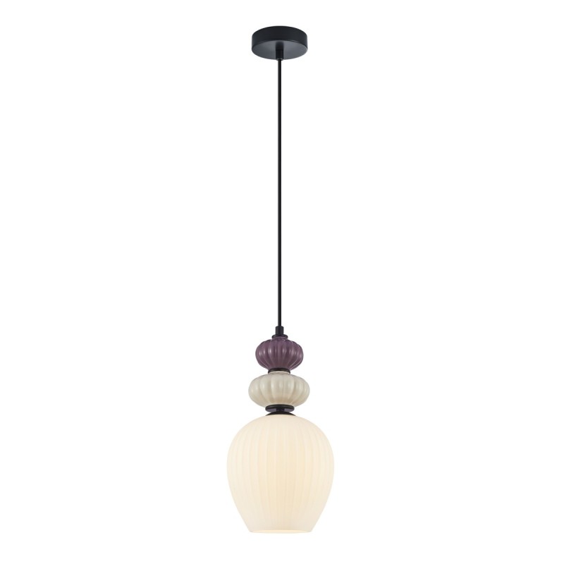 Pakabinamas šviestuvas Domali 1xE27 Juoda, Pilka, Violetinė (PND-36816-1B-BK-WH)