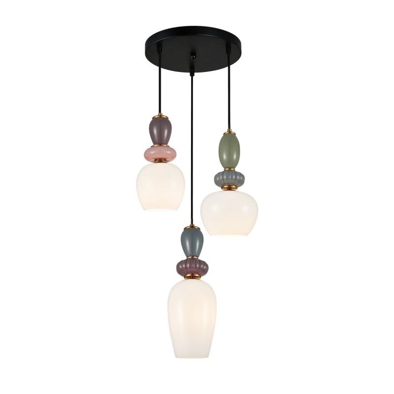 Pakabinamas šviestuvas Martelo 3xE27 Aukso, Žalvario, Mėlyna, Rožinė, Violetinė (PND-36545-3-GD-WH)