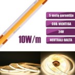 COB vientisa Neutrali balta 4000K 10W/m 24V nehermetiška LED juosta 480LED/m IP20 CRI90