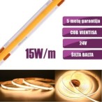 COB vientisa Šilta balta 3000K 15W/m 24V nehermetiška LED juosta 480LED/m IP20 CRI90