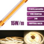 COB vientisa Neutrali balta 4000K 15W/m 24V nehermetiška LED juosta 480LED/m IP20 CRI90