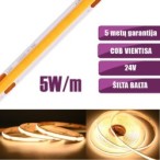 COB vientisa Šilta balta 3000K 5W/m 24V nehermetiška LED juosta 320LED/m IP20 CRI90
