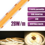 COB vientisa dviguba Neutrali balta 4000K 28W/m 24V nehermetiška LED juosta 960LED/m IP20 CRI90