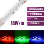 COB vientisa RGB spalvota 15W/m 24V nehermetiška LED juosta 840LED/m IP20 CRI90